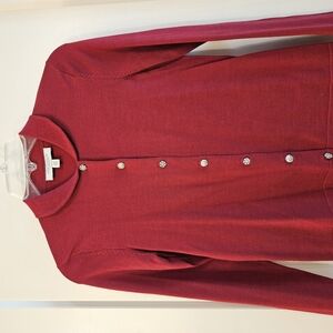 Ann Taylor Red Button-Up Cardigan